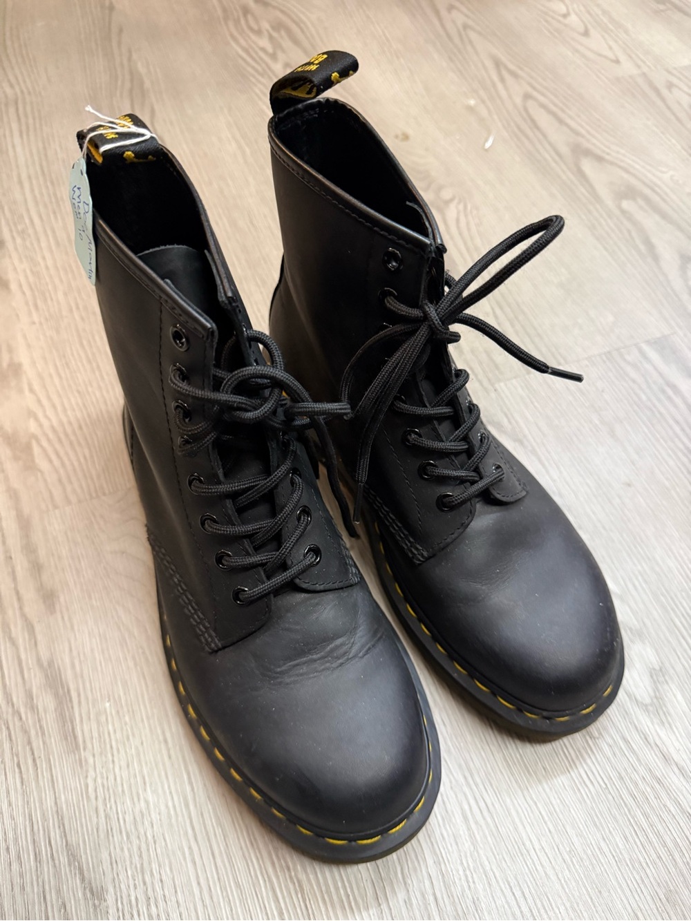 Dr. Martens Black Leather Lace-Up Combat Boots Men's 9 /Women"s 10.5